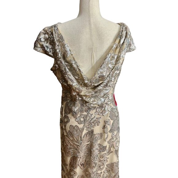 Calvin Klein Gown Women 14 NWT Cap-Sleeve Sequin Dress Floor Length Floral - Picture 10 of 16
